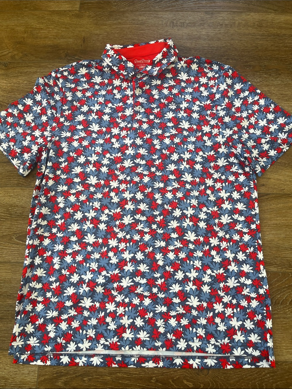 Good good Men's Red, White & Blue Floral Polo Shirt